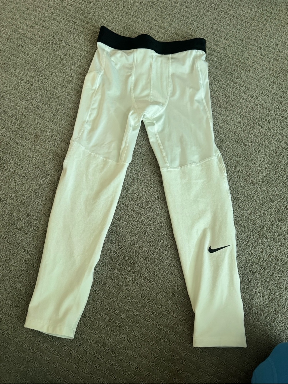 Nike White Kids Performance Tights with Black Waistband
